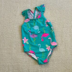 Baby girl swimsuit. Flamingo Pattern. 12 months.